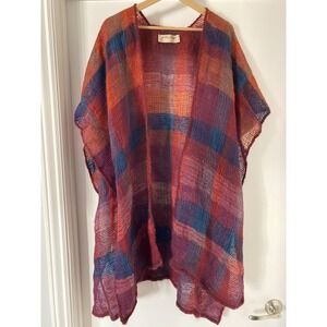 Vintage Rose Roques Mohair Sweater Cape Shall Swaziland One Size Multicolor